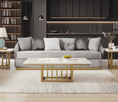Elysium Grey/Gold Trim Sofa / HD-7008 - Ornate Home