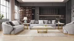 Elysium Grey/Gold Trim Sofa / HD-7008 - Ornate Home