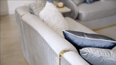 Elysium Grey/Gold Trim Sofa / HD-7008 - Ornate Home