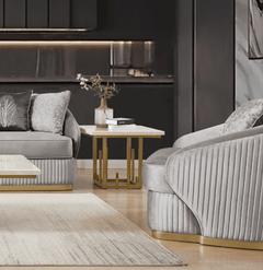 Elysium Grey/Gold Trim Chair / HD-C7008 - Ornate Home
