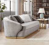 Elysium Grey/Gold Trim Loveseat / HD-L7008 - Ornate Home