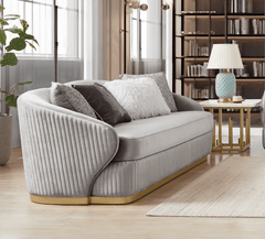 Elysium Grey/Gold Trim Loveseat / HD-L7008 - Ornate Home
