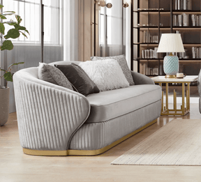 Elysium Grey/Gold Trim Loveseat / HD-L7008 - Ornate Home