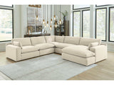 Elyza Linen 5pc Sectional Sofa w/ RAF Corner Chaise (Online Special Price) - Ornate Home