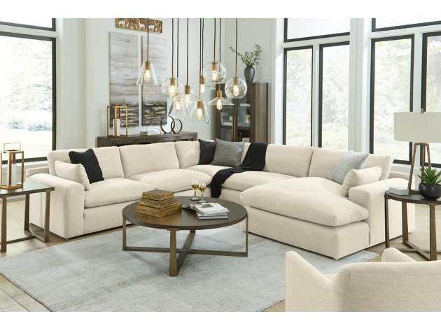 Elyza Linen 5pc Sectional Sofa w/ RAF Corner Chaise (Online Special Price) - Ornate Home