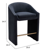 Emas Midnight Gray Counter Stool - Ornate Home