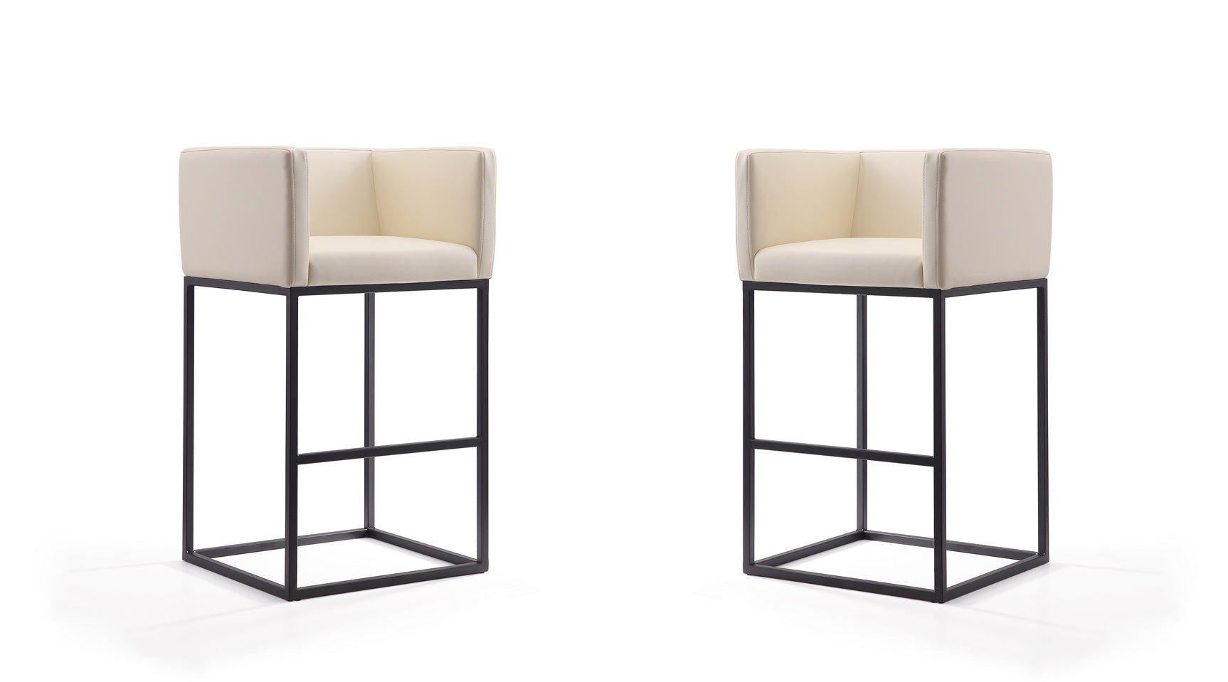 Embassy Barstool in Cream and Black (set of 2) - Ornate Home