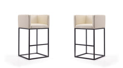Embassy Barstool in Cream and Black (set of 2) - Ornate Home