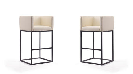 Embassy Barstool in Cream and Black (set of 2) - Ornate Home