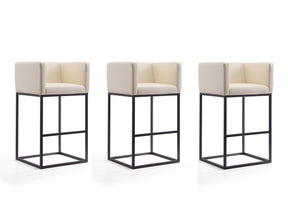 Embassy Barstool in Cream and Black (set of 3) - Ornate Home