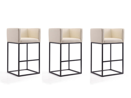Embassy Barstool in Cream and Black (set of 3) - Ornate Home