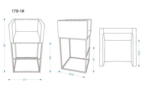 Embassy Barstool in Cream and Black (set of 3) - Ornate Home