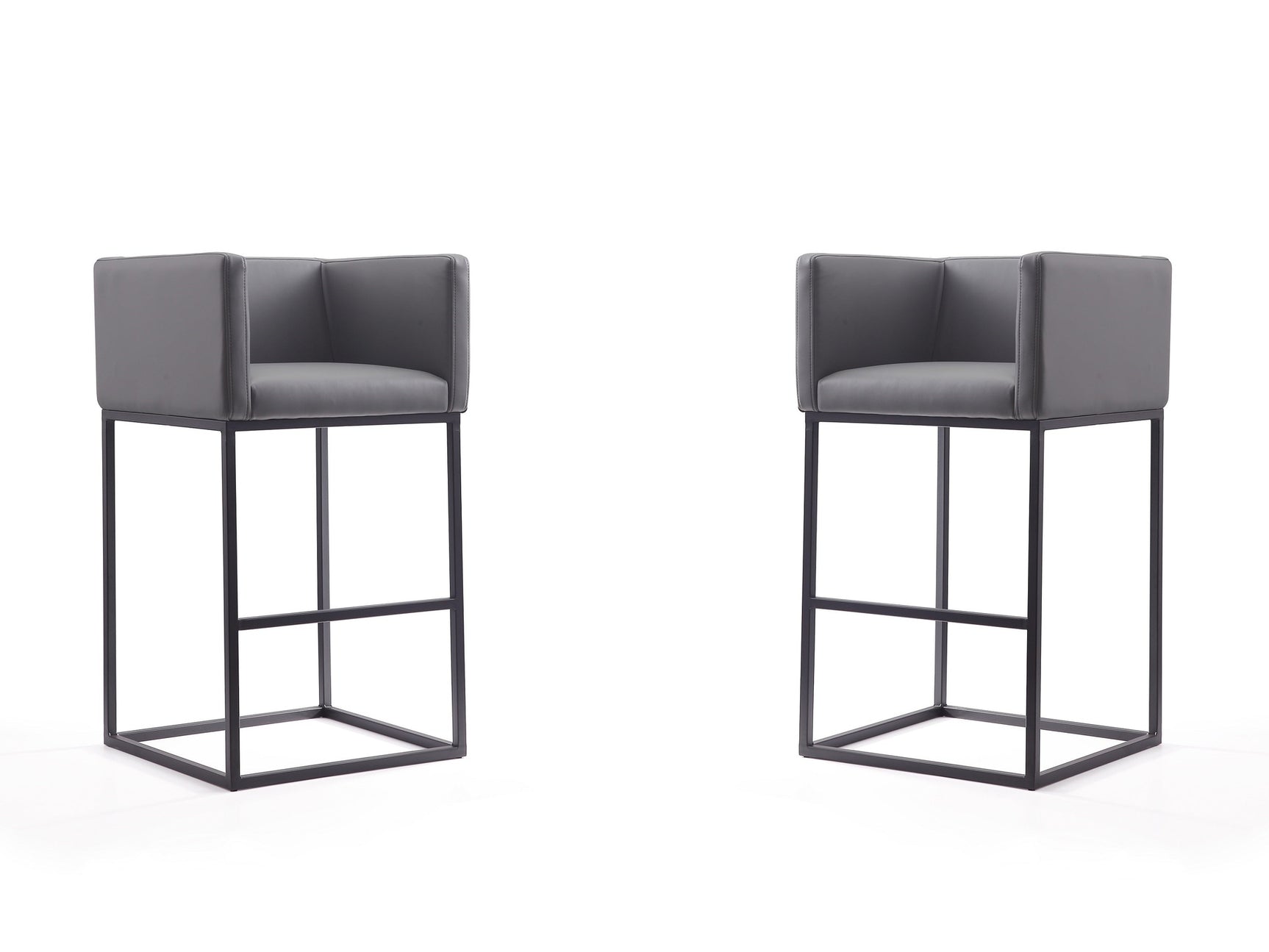 Embassy Barstool in Grey and Black (set of 2) - Ornate Home