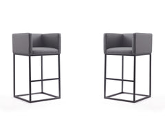 Embassy Barstool in Grey and Black (set of 2) - Ornate Home