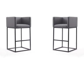 Embassy Barstool in Grey and Black (set of 2) - Ornate Home