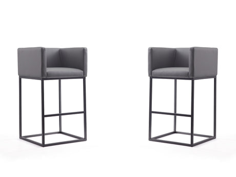 Embassy Barstool in Grey and Black (set of 2) - Ornate Home