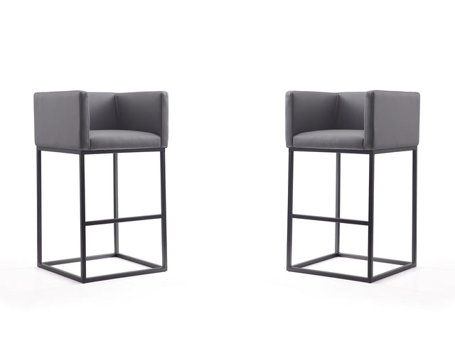 Embassy Barstool in Grey and Black (set of 2) - Ornate Home