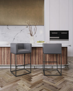 Embassy Barstool in Grey and Black (set of 2) - Ornate Home