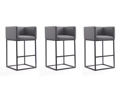 Embassy Barstool in Grey and Black (set of 3) - Ornate Home