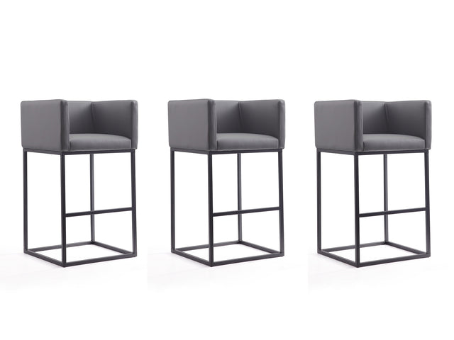Embassy Barstool in Grey and Black (set of 3) - Ornate Home