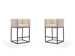 Embassy Counter Stool in Cream and Black (set of 2) - Ornate Home