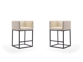 Embassy Counter Stool in Cream and Black (set of 2) - Ornate Home