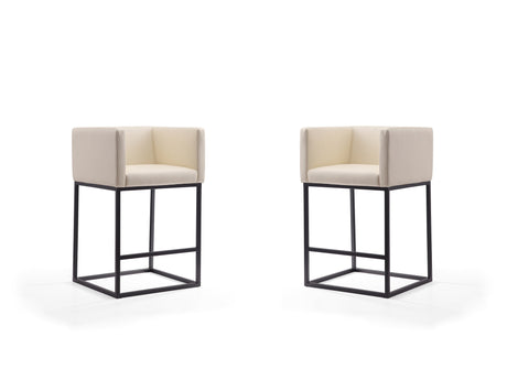 Embassy Counter Stool in Cream and Black (set of 2) - Ornate Home