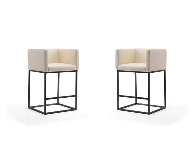 Embassy Counter Stool in Cream and Black (set of 2) - Ornate Home