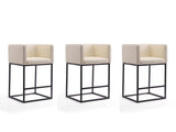 Embassy Counter Stool in Cream and Black (set of 3) - Ornate Home