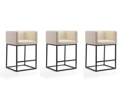 Embassy Counter Stool in Cream and Black (set of 3) - Ornate Home
