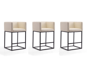 Embassy Counter Stool in Cream and Black (set of 3) - Ornate Home