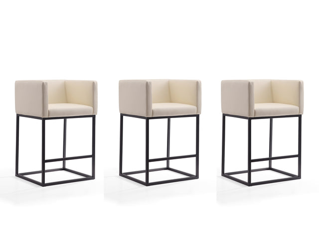 Embassy Counter Stool in Cream and Black (set of 3) - Ornate Home