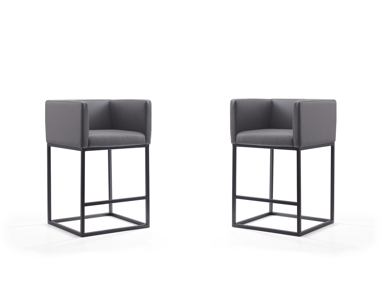 Embassy Counter Stool in Grey and Black (set of 2) - Ornate Home