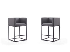 Embassy Counter Stool in Grey and Black (set of 2) - Ornate Home