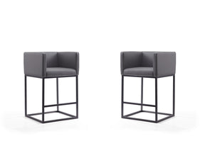 Embassy Counter Stool in Grey and Black (set of 2) - Ornate Home