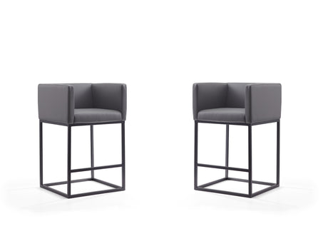 Embassy Counter Stool in Grey and Black (set of 2) - Ornate Home