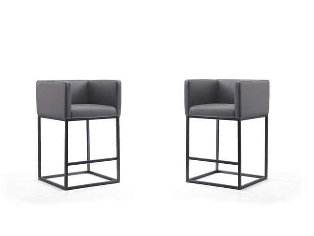 Embassy Counter Stool in Grey and Black (set of 2) - Ornate Home