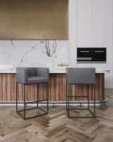 Embassy Counter Stool in Grey and Black (set of 2) - Ornate Home