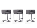 Embassy Counter Stool in Grey and Black (set of 3) - Ornate Home