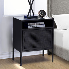 Ember Black Nightstand with USB - Ornate Home