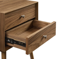 Ember Walnut Wood Nightstand With USB Ports - Ornate Home
