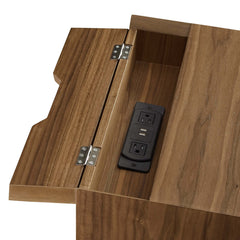 Ember Walnut Wood Nightstand With USB Ports - Ornate Home