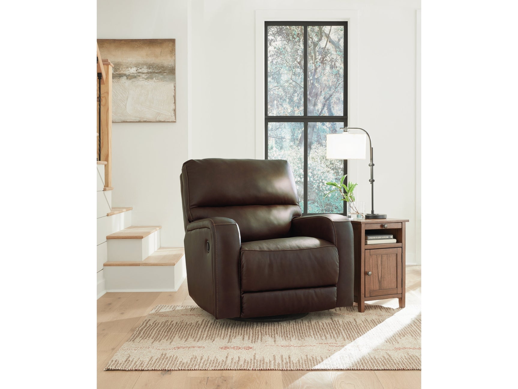 Emberla Coffee Swivel Glider Recliner - Ornate Home