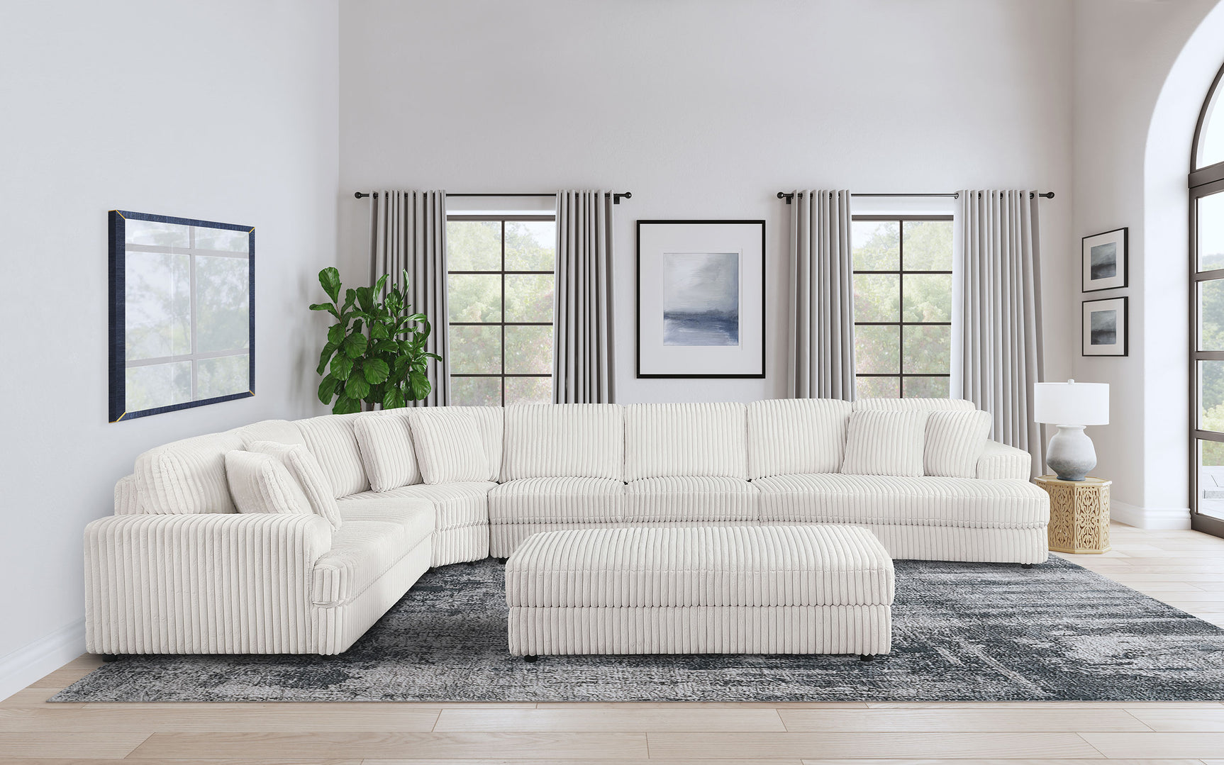 Emberson Ivory 5-piece Sectional Sofa - Ornate Home
