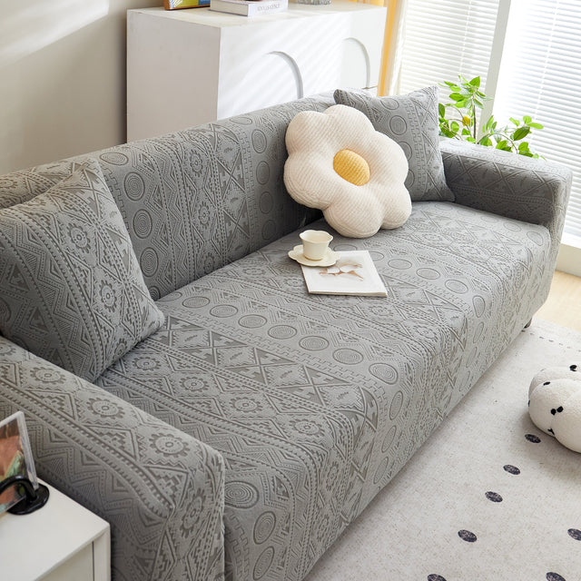 Embossed Geometric Elastic Sofa Cover Boho Stylish Decorative Furniture Covers - Ornate Home