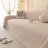 Embossed Leaf Pattern Couch Cover Throw Blanket, Japandi Furniture Cover Protector - Ornate Home