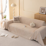 Embossed Leaf Pattern Couch Cover Throw Blanket, Japandi Furniture Cover Protector - Ornate Home