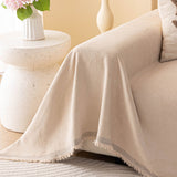 Embossed Leaf Pattern Couch Cover Throw Blanket, Japandi Furniture Cover Protector - Ornate Home