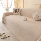 Embossed Leaf Pattern Couch Cover Throw Blanket, Japandi Furniture Cover Protector - Ornate Home