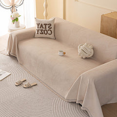 Embossed Leaf Pattern Couch Cover Throw Blanket, Japandi Furniture Cover Protector - Ornate Home